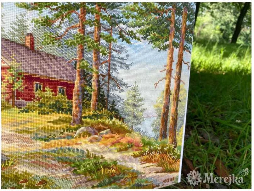 Merejka Kryželiu siuvinėjimo rinkinys „Raudona trobelė miške“ 30x39,5 SK254