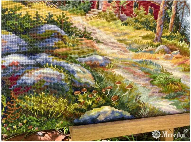 Merejka Kryželiu siuvinėjimo rinkinys „Raudona trobelė miške“ 30x39,5 SK254