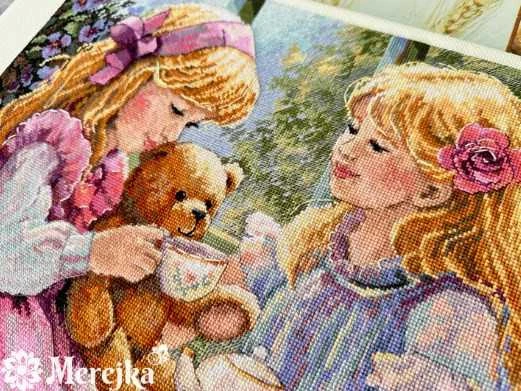 Merejka Skaičiuojamas kryželių siuvinėjimo rinkinys "Arbatos vakarėlis" 31x37 SK242
