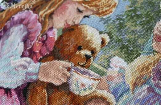 Merejka Skaičiuojamas kryželių siuvinėjimo rinkinys "Arbatos vakarėlis" 31x37 SK242