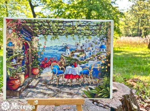 Merejka Santorini. Vaizdas iš terasos 38,5x29 SK230