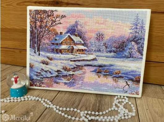 Merejka Kryželių siuvinėjimo rinkinys "Pirmasis sniegas" 20x29 cm SK240