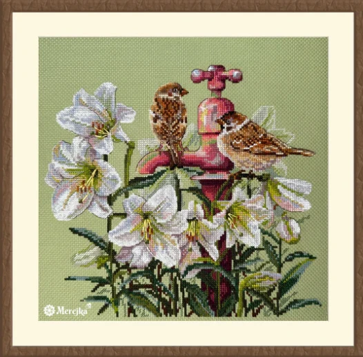 Merejka Kryželiu siuvinėjimo rinkinys Tarp lelijų 25x28 SK229