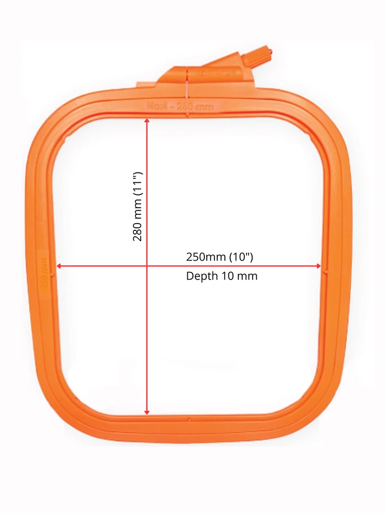 Nurge Pazarlama Nurge kvadratinis (stačiakampis) plastikinis siuvinėjimo ratas 25x28 cm (oranžinis) 170-14OR