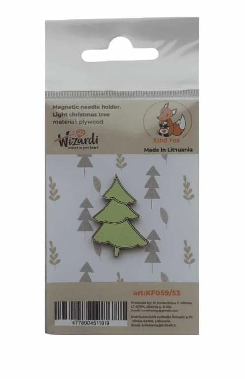 Kind Fox by Wizardi Siarhei Ausianikau ind. veikla pgl. pazyma Nr. 1130904 Magnetinis adatų laikiklis "Šviečianti Kalėdų eglutė" KF059/53