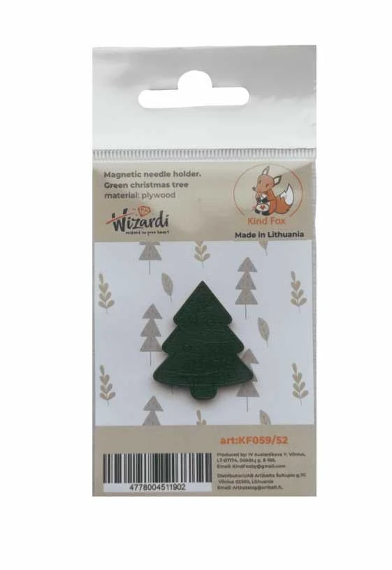 Kind Fox by Wizardi Siarhei Ausianikau ind. veikla pgl. pazyma Nr. 1130904 Magnetinis adatos laikiklis "Žalia Kalėdų eglutė" KF059/52
