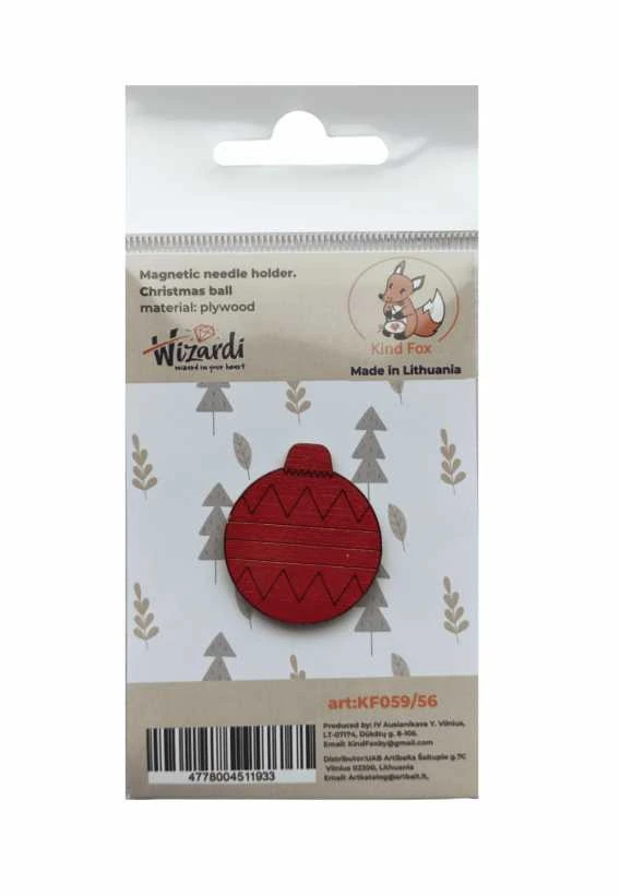 Kind Fox by Wizardi Siarhei Ausianikau ind. veikla pgl. pazyma Nr. 1130904 Magnetinis adatos laikiklis "Kalėdų rutulys" KF059/56