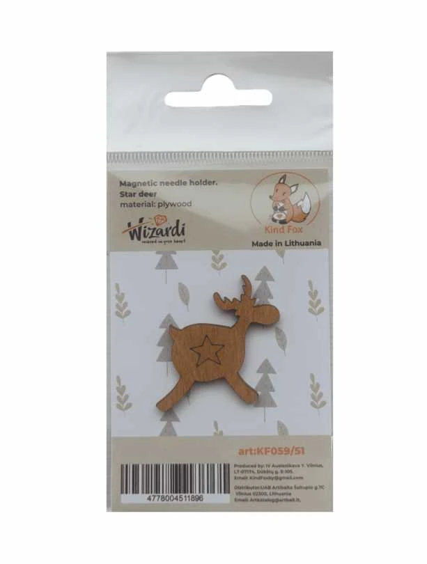 Kind Fox by Wizardi Siarhei Ausianikau ind. veikla pgl. pazyma Nr. 1130904 Magnetinė adatų laikiklis "Žvaigždės elnias" KF059/51