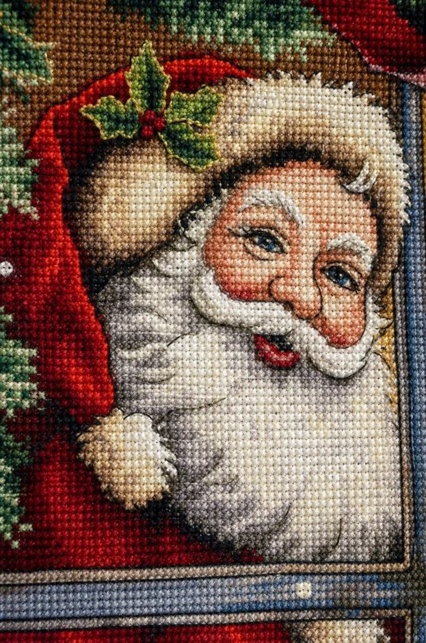 Dimensions Simplicity Creative Corp Kryželiu siuvinėjimo rinkinys Candy Cane Santa Stocking D08778