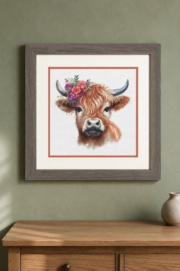 Dimensions Simplicity Creative Corp Siuvinėjimo kryželiu rinkinys "Highland Cow" D70-35449
