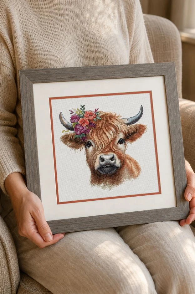 Dimensions Simplicity Creative Corp Siuvinėjimo kryželiu rinkinys "Highland Cow" D70-35449
