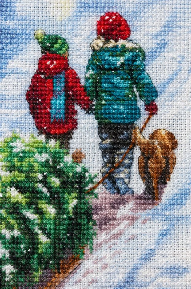 Dimensions Simplicity Creative Corp Siuvinėjimo kryželiu rinkinys. Kalėdinė tradicija kojinė 40,6 cm D70-08995