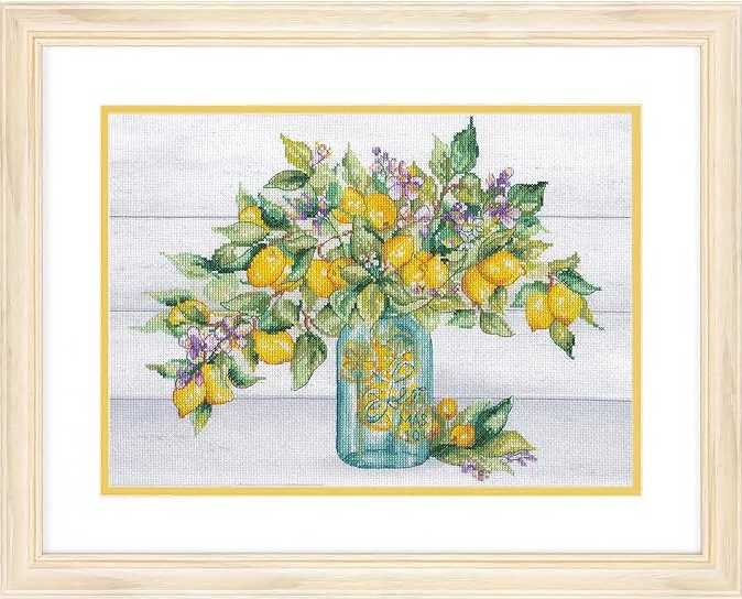 Dimensions Simplicity Creative Corp Siuvinėjimo kryželiu rinkinys "Citrinų stiklainis" 35x25 cm D70-35442