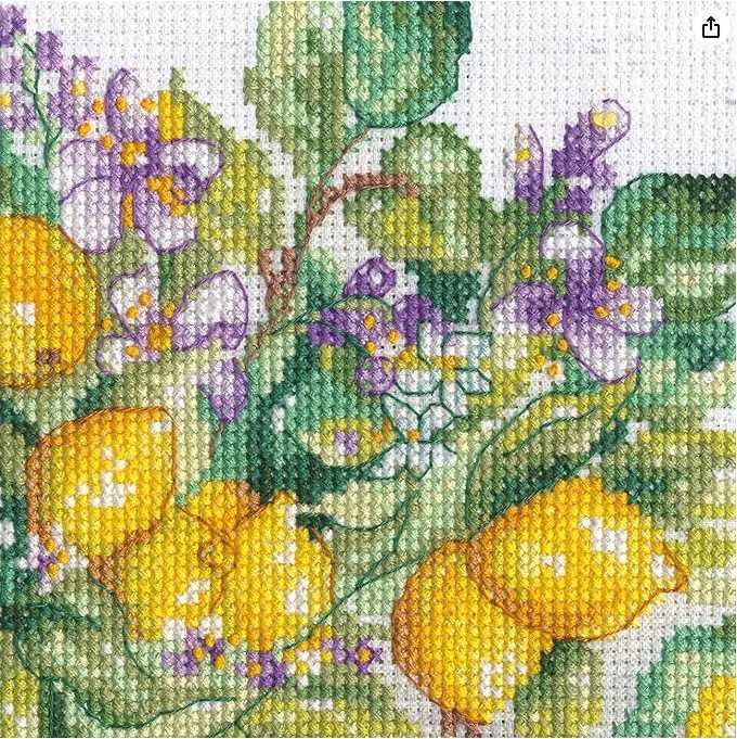 Dimensions Simplicity Creative Corp Siuvinėjimo kryželiu rinkinys "Citrinų stiklainis" 35x25 cm D70-35442