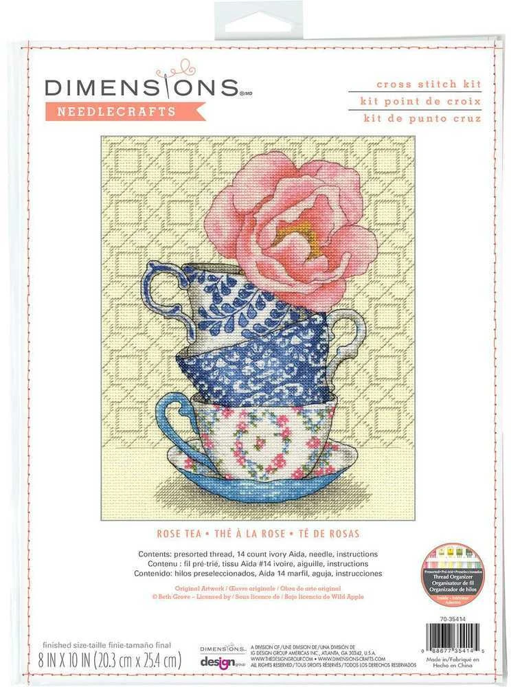 DIMENSIONS Simplicity Creative Corp Kryželio siuvinėjimo rinkinys Rose Tea D70-35414