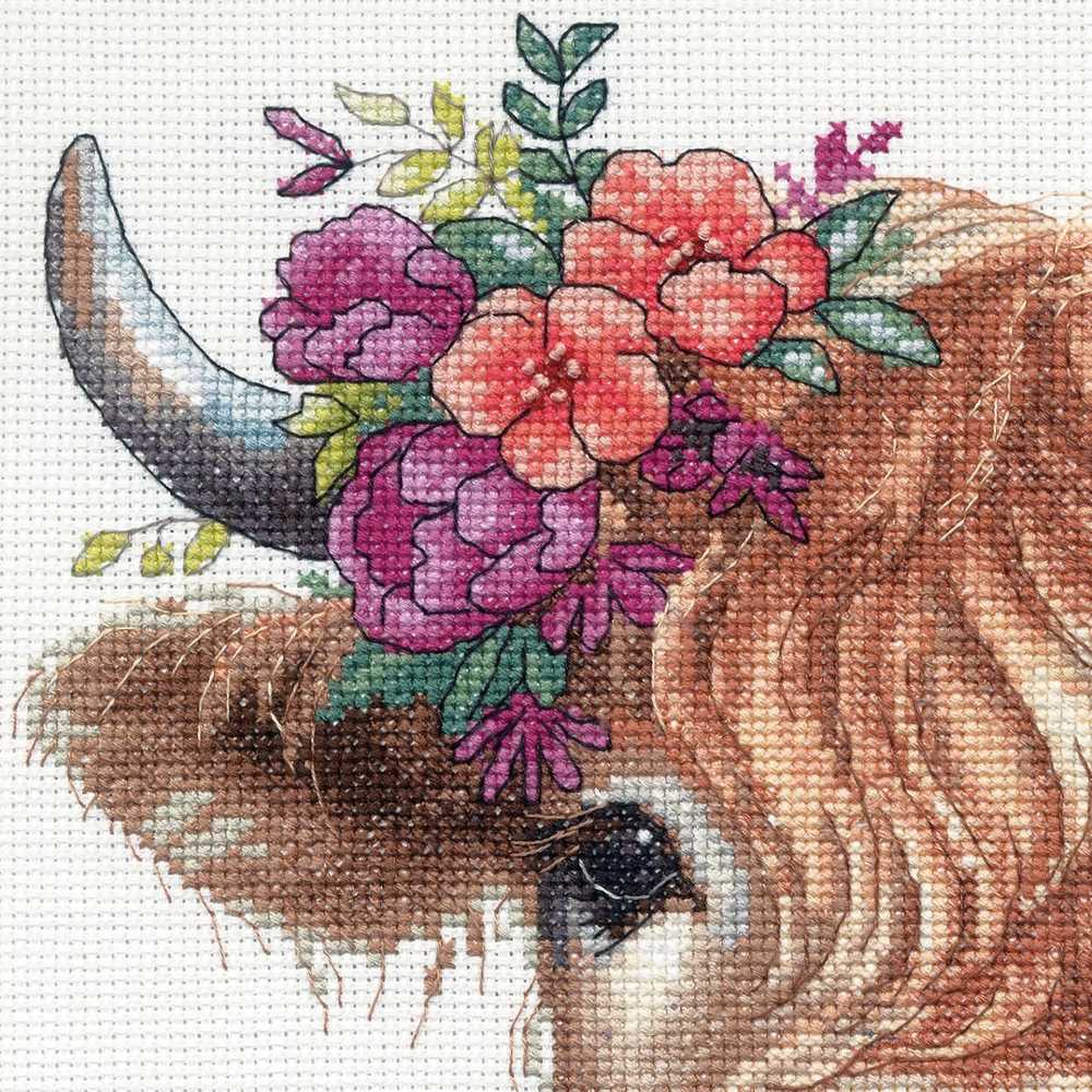 Dimensions Simplicity Creative Corp Siuvinėjimo kryželiu rinkinys "Highland Cow" D70-35449