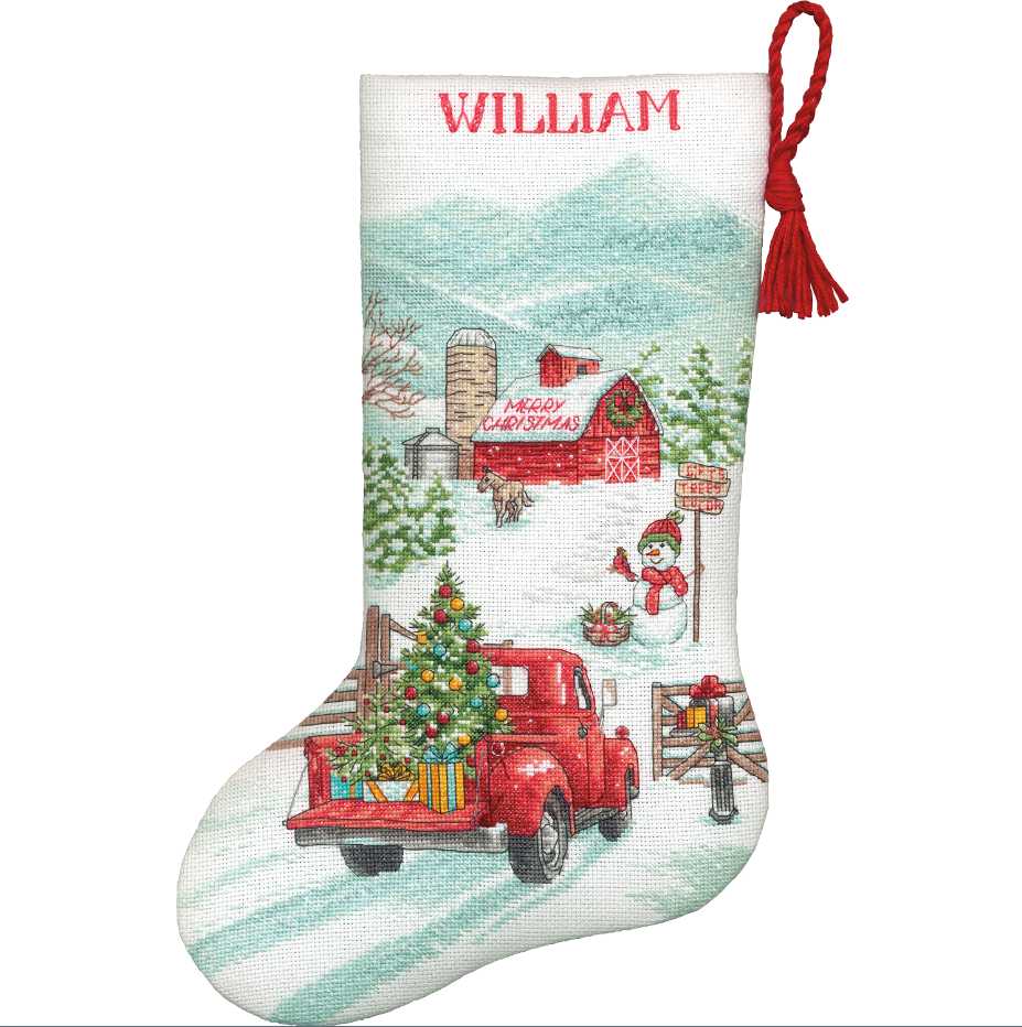 Dimensions Simplicity Creative Corp Siuvinėjimo kryželiu rinkinys "Holiday Farm Stocking" D70-09619