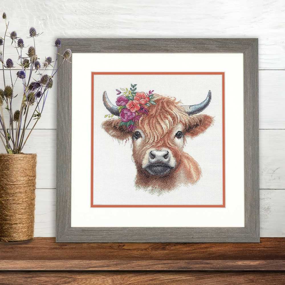 Dimensions Simplicity Creative Corp Siuvinėjimo kryželiu rinkinys "Highland Cow" D70-35449