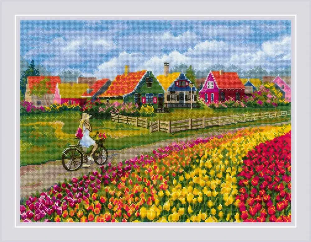 Riolis Kryželiu siuvinėjimo rinkinys „Tulpių laukas“ 40x30 SR2148