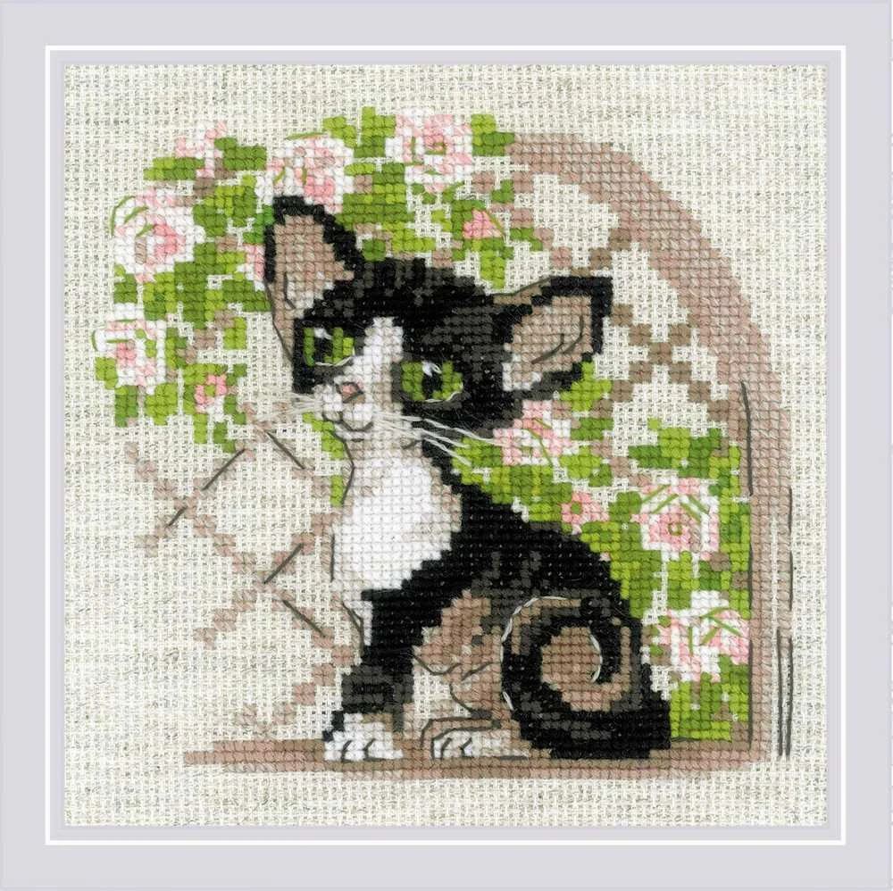 Riolis Kryželiu siuvinėjimo rinkinys "Cornish Rex Kitten" 15x15 SR2121