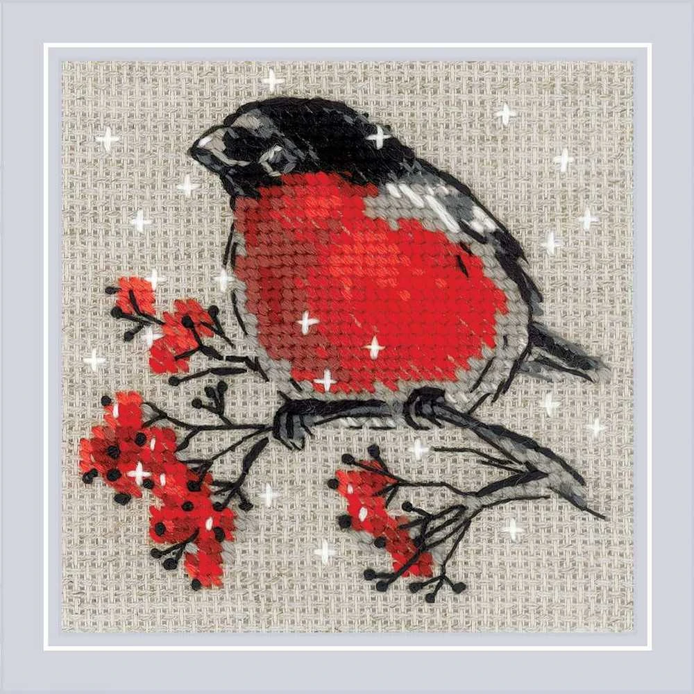 Riolis Kryželiu siuvinėjimo rinkinys Winter Guest 15x15 SR2132