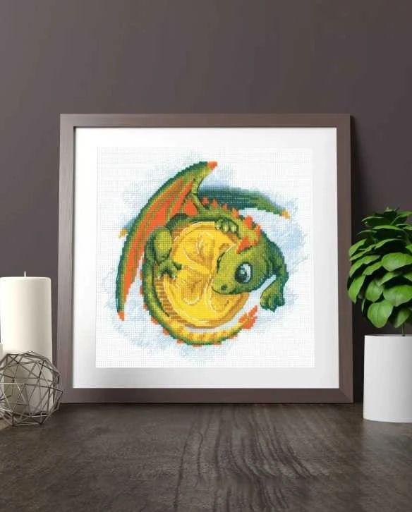 Riolis Kryželiu siuvinėjimo rinkinys "Sėkmės moneta" 20x20 SR2142