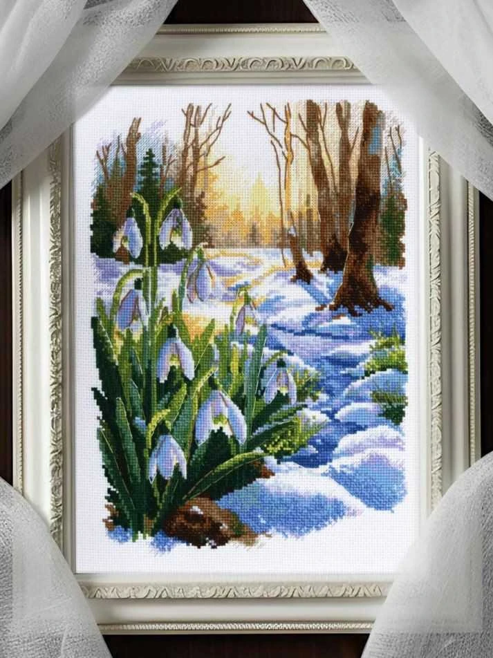 Riolis Siuvinėjimo kryželiu rinkinys "Artėja pavasaris" 21x30 cm SR2336