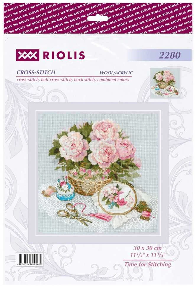 Riolis Kryželiu siuvinėjimo rinkinys "Laikas siuvinėti" 30x30 cm SR2280