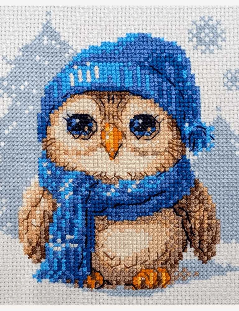 Riolis Kryželiu siuvinėjimo rinkinys „Mieloji pelėda“ 15x15 cm SRA1019