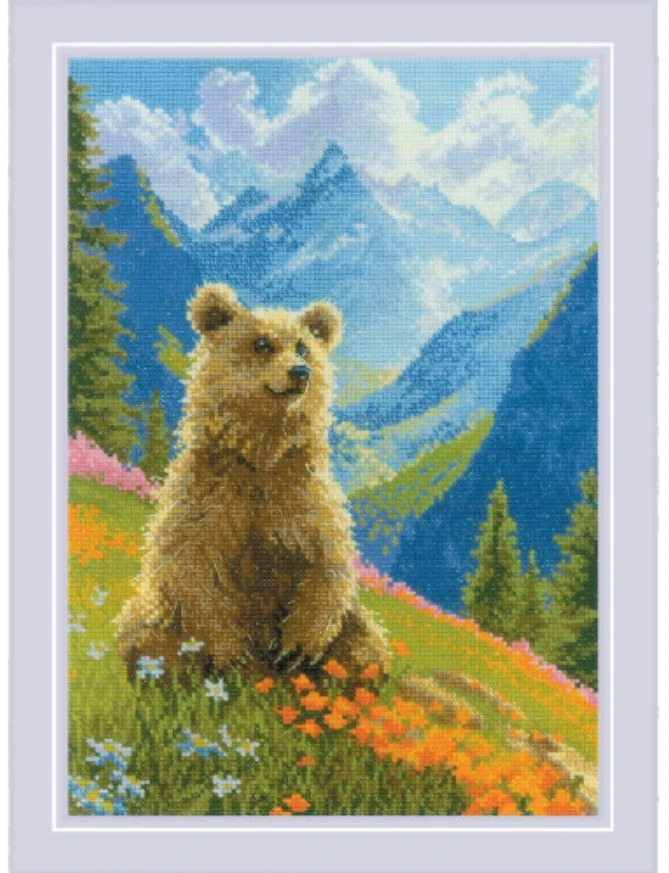 Riolis Kryželių siuvinėjimo rinkinys "Nevykėlis meškinas" 21x30 cm SR2344