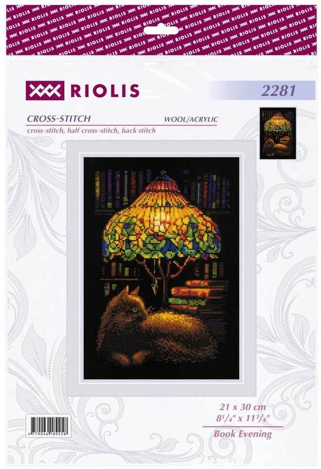 Riolis Kryželiu siuvinėjimo rinkinys "Knygos vakaras" 21x30 SR2281
