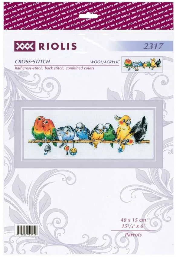 Riolis Siuvinėjimo kryželiu rinkinys "Papūgos" 40x15 cm SR2317