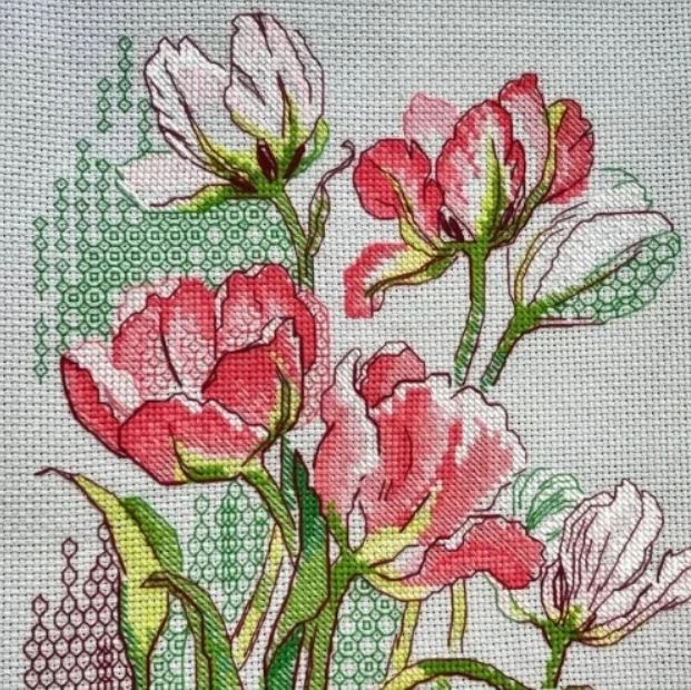 Riolis Siuvinėjimo kryželiu rinkinys "Grakščios tulpės" 21x30 cm SR2354