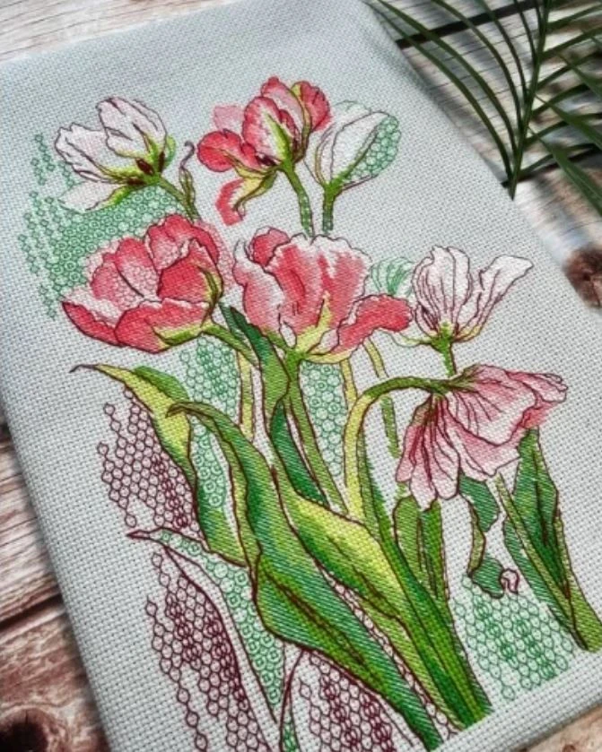 Riolis Siuvinėjimo kryželiu rinkinys "Grakščios tulpės" 21x30 cm SR2354