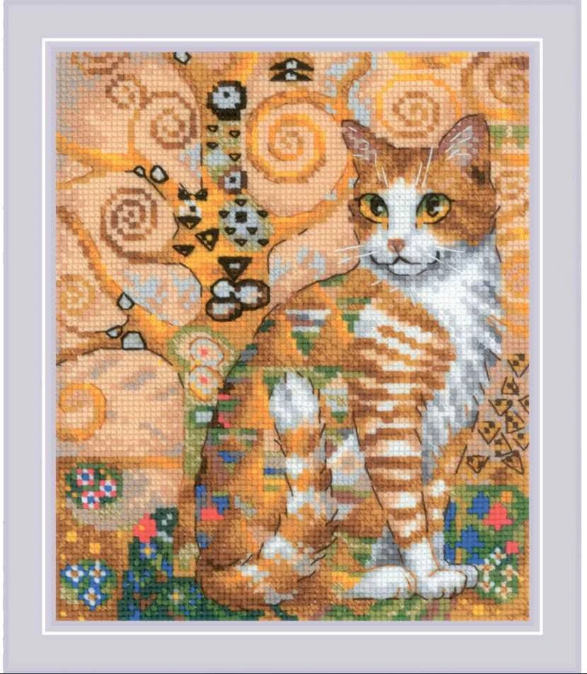 Riolis Kryželiu siuvinėjimo rinkinys "Auksinė katė" 15x18 cm SR2319