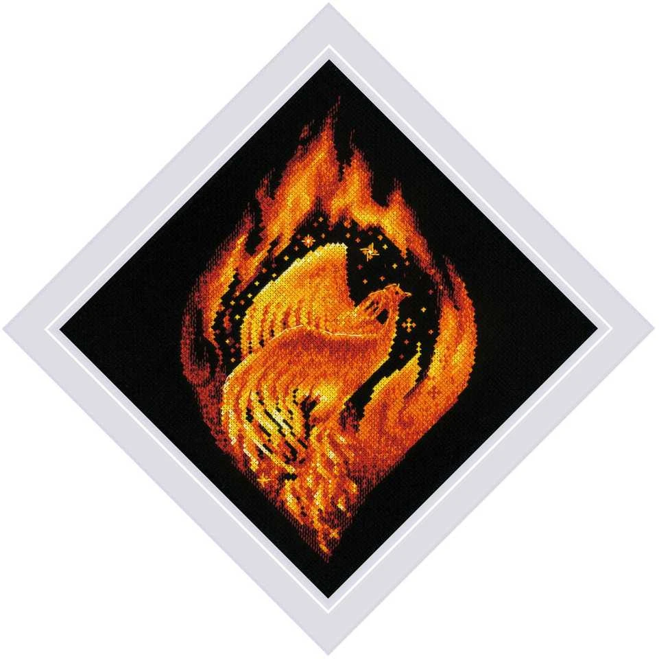 Riolis Kryželiu siuvinėjimo rinkinys „Liepsnojantis feniksas“ 20x20 cm SR2259