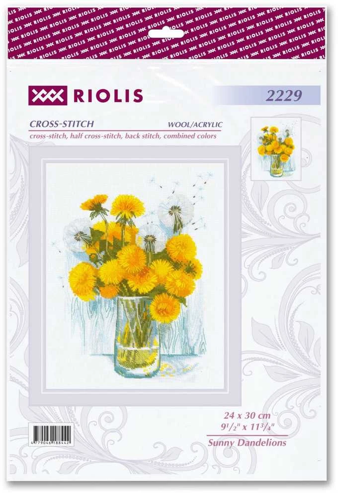 Riolis Kryželio siūlų rinkinys "Saulėti kiaulpienės" 24x30 cm SR2229