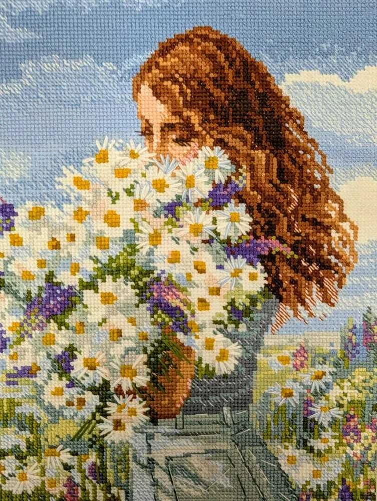 Riolis Siuvinėjimo kryželiu rinkinys "Ramunėlių laimė" 24x30 cm SR2253