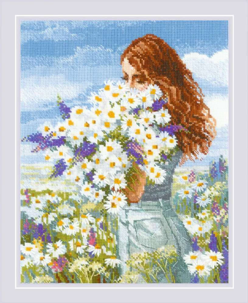 Riolis Siuvinėjimo kryželiu rinkinys "Ramunėlių laimė" 24x30 cm SR2253