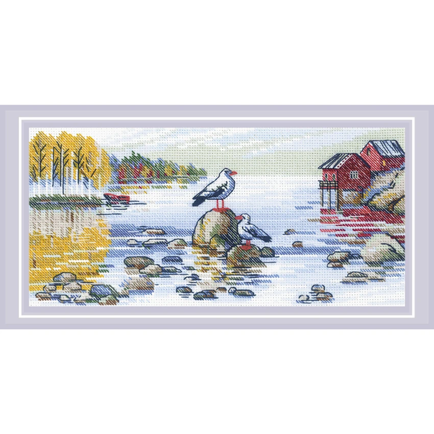 Riolis Siuvinėjimo kryželiu rinkinys "Prie ežero" 27x13 cm SR2328