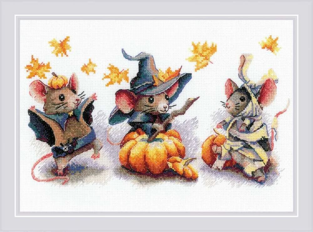 Riolis Kryželiu siuvinėjimo rinkinys Spooky Mouse Trio 30x21 SR2241