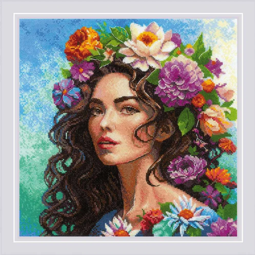 Riolis Kryželio siuvinėjimo rinkinys Floral Muse 30x30 SR2254