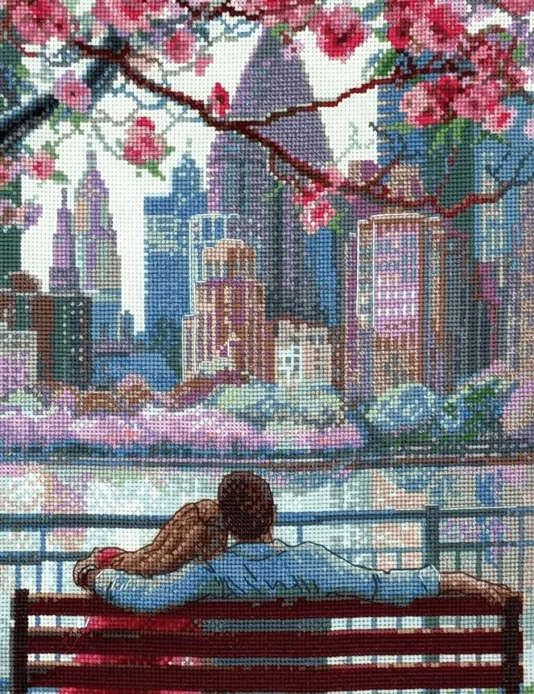 Riolis Kryželiu siuvinėjimo rinkinys - Aine kolekcija „Blooming New York“ 30x40 cm SRA1015