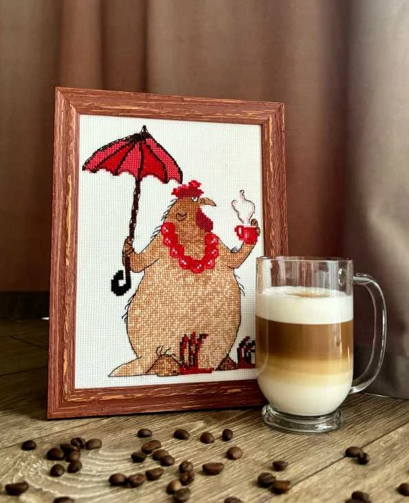 Riolis Kryželiu siuvinėjimo rinkinys - Aine kolekcija "Coffee Break" 15 x 21 cm SRA1005
