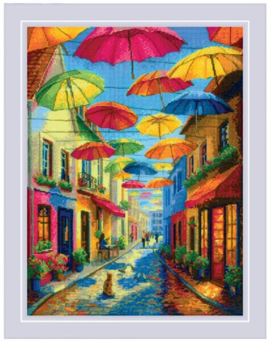 Riolis Siuvinėjimo kryželiu rinkinys "Spalvoti skėčiai" 30x40 cm SR2335