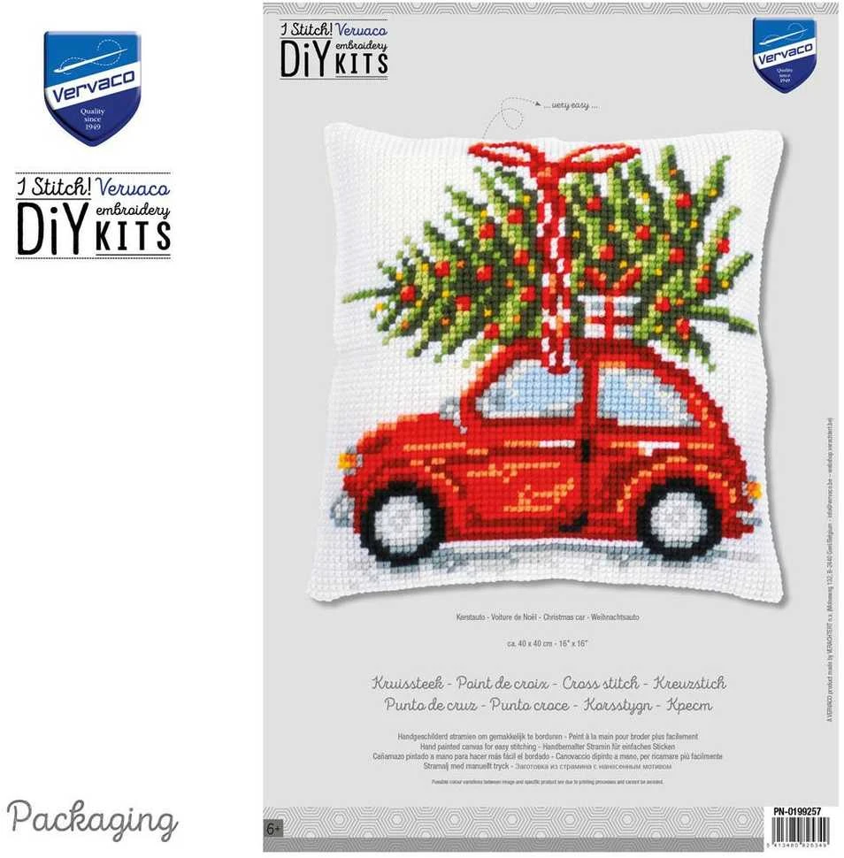 Vervaco Verachtert Nv Siuvinėjimo pagalvėlės rinkinys Kalėdinis automobilis PN/0199257