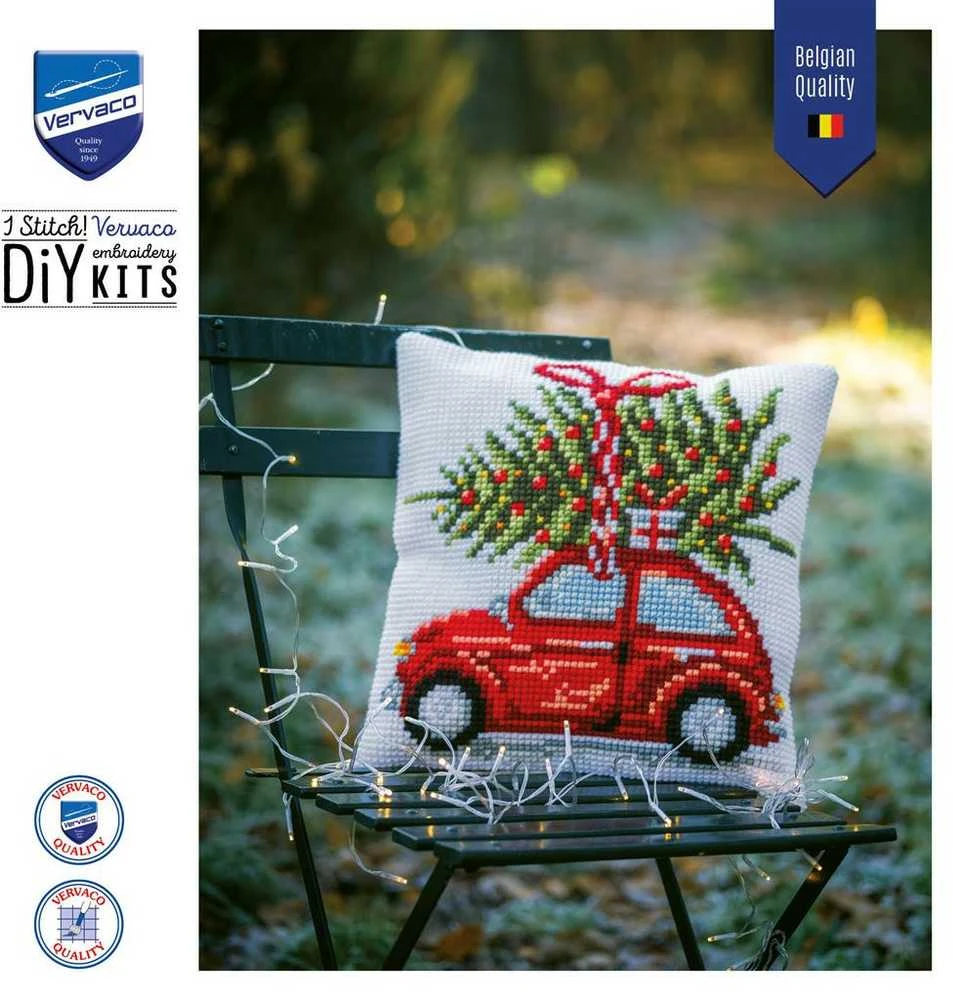 Vervaco Verachtert Nv Siuvinėjimo pagalvėlės rinkinys Kalėdinis automobilis PN/0199257
