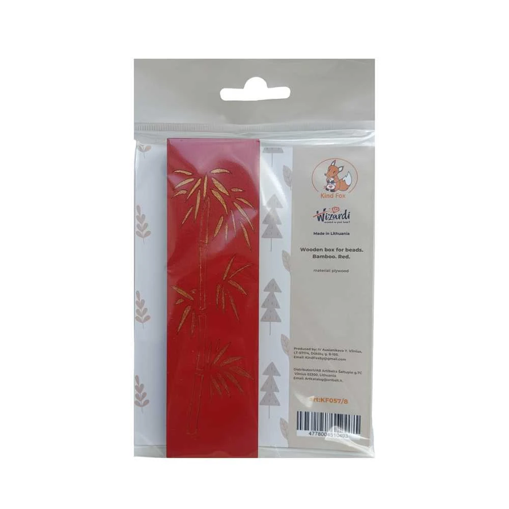 Kind Fox by Wizardi Yuliya Ausianikava ind. veikla pgl. pazyma Nr. 1201908 Medinė dėžutė karoliukams "Bamboo. Raudona" KF057/8