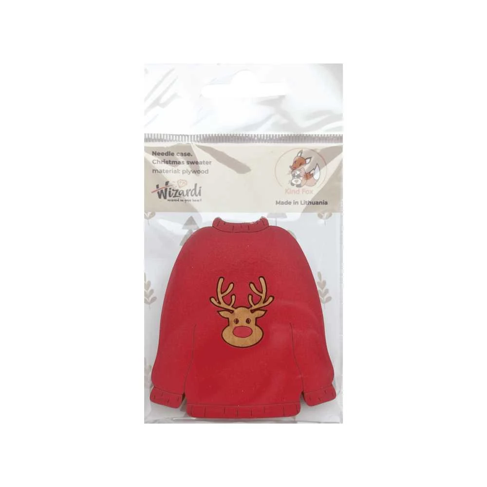 Kind Fox by Wizardi Yuliya Ausianikava ind. veikla pgl. pazyma Nr. 1201908 Medinė adatos dėžutė "Kalėdinis megztinis" KF056/81