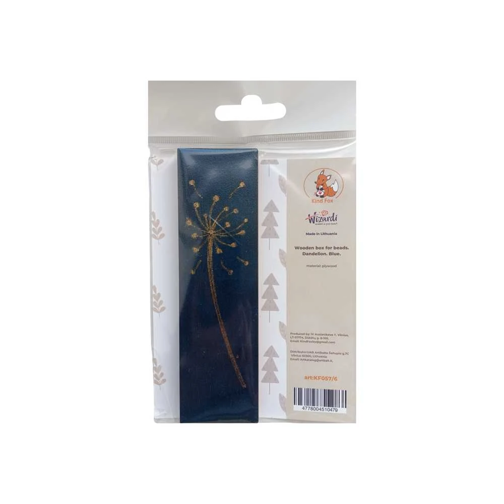 Kind Fox by Wizardi Yuliya Ausianikava ind. veikla pgl. pazyma Nr. 1201908 Medinė dėžutė karoliukams "Pienė. Mėlyna" KF057/6